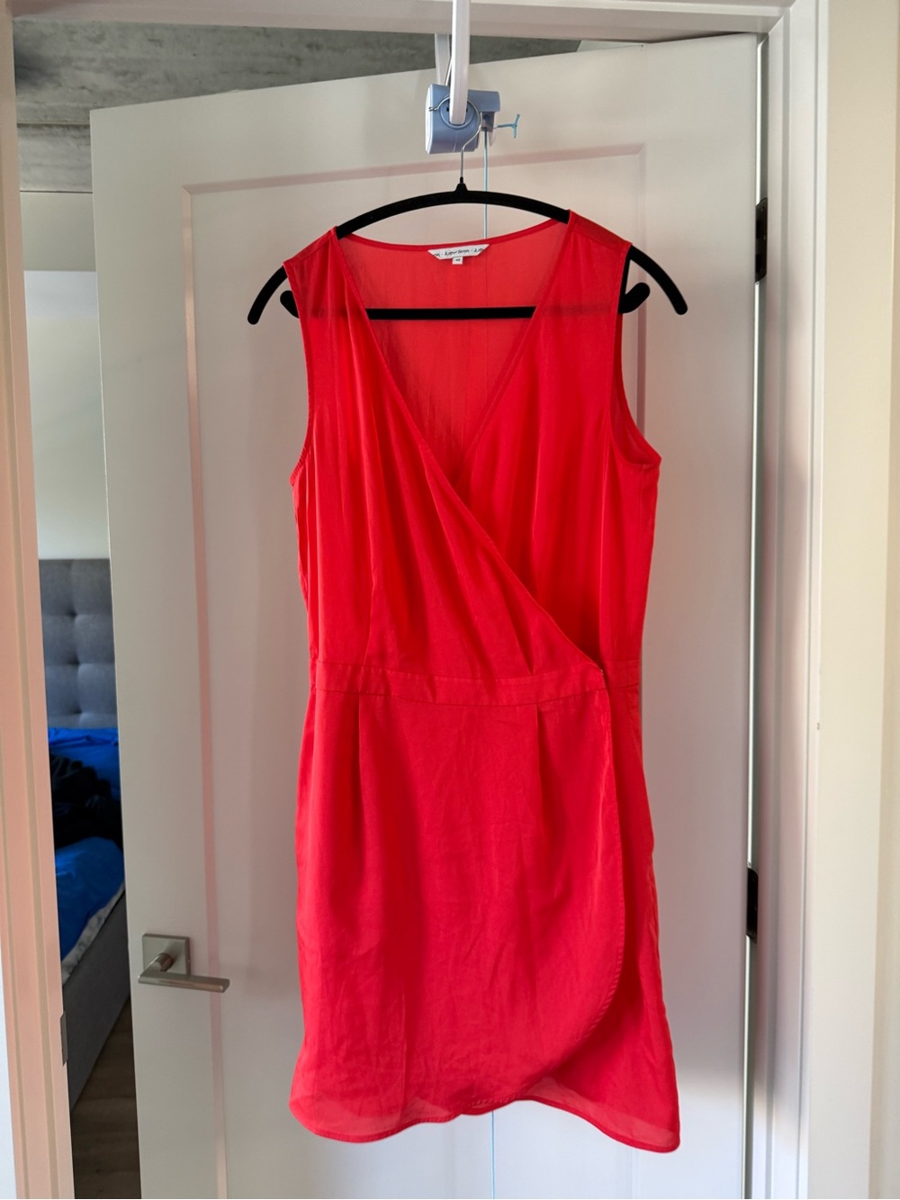 & Other Stories Coral-Red Sleeveless Wrap Mini Dress